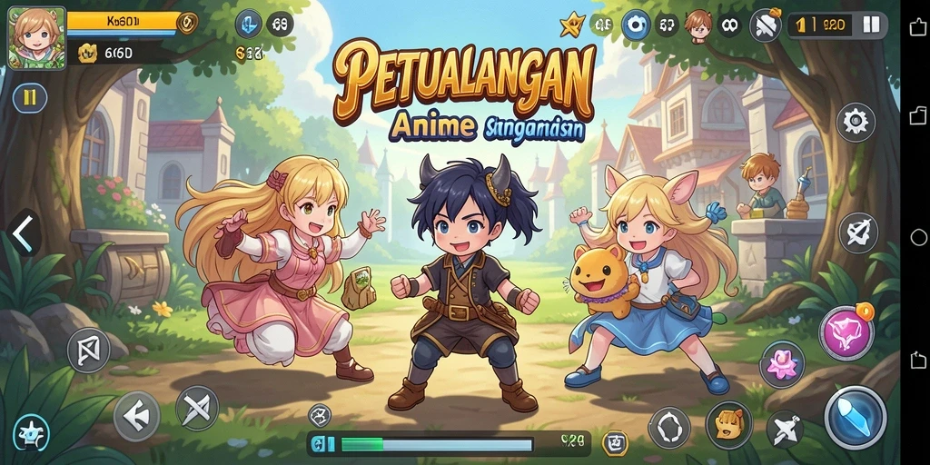 Tangkapan layar gameplay seru dari 66D yang penuh aksi anime.