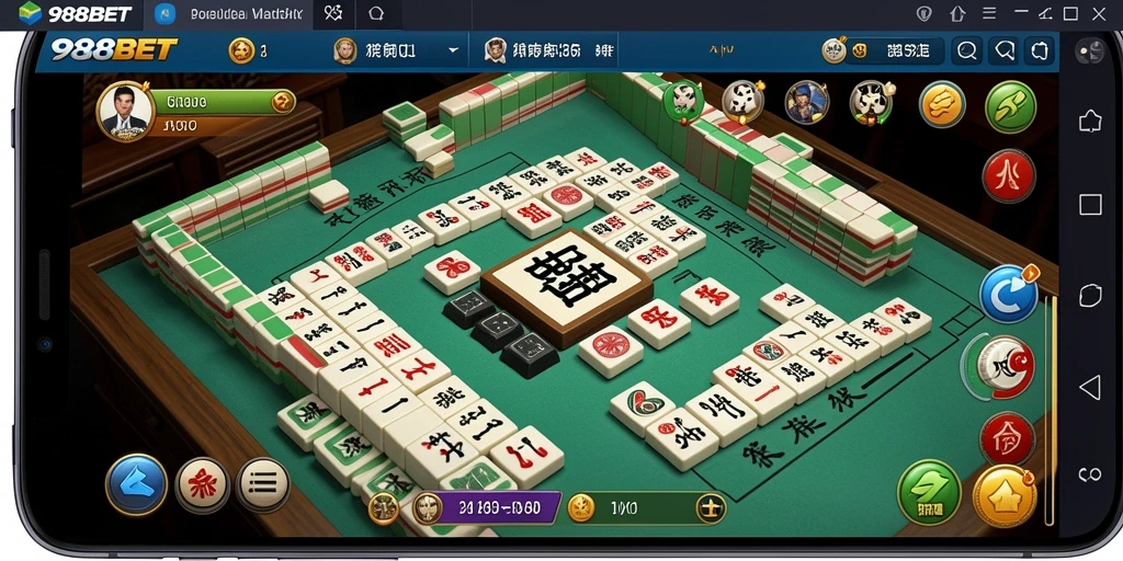 Screenshot gameplay 988BET yang menarik dan penuh aksi Mahjong.