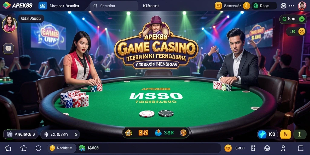 Screenshot dari permainan Live Casino APEK88 yang menampilkan dealer langsung dan interaksi dengan pemain.