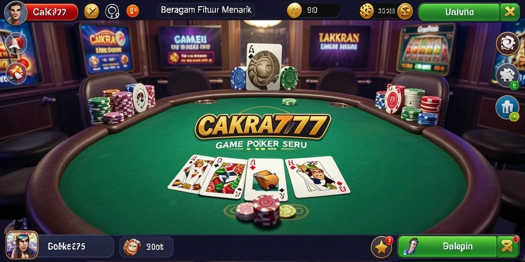 Tampilan gameplay CAKRA777 menunjukkan suasana bermain Poker yang seru.