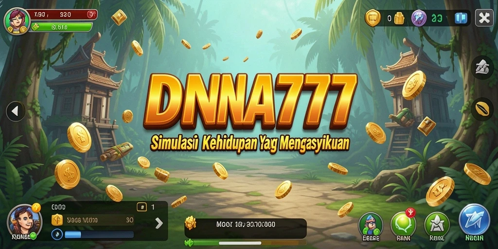 Screenshot gameplay DANA777 menampilkan dunia simulasi yang kaya dan berwarna.