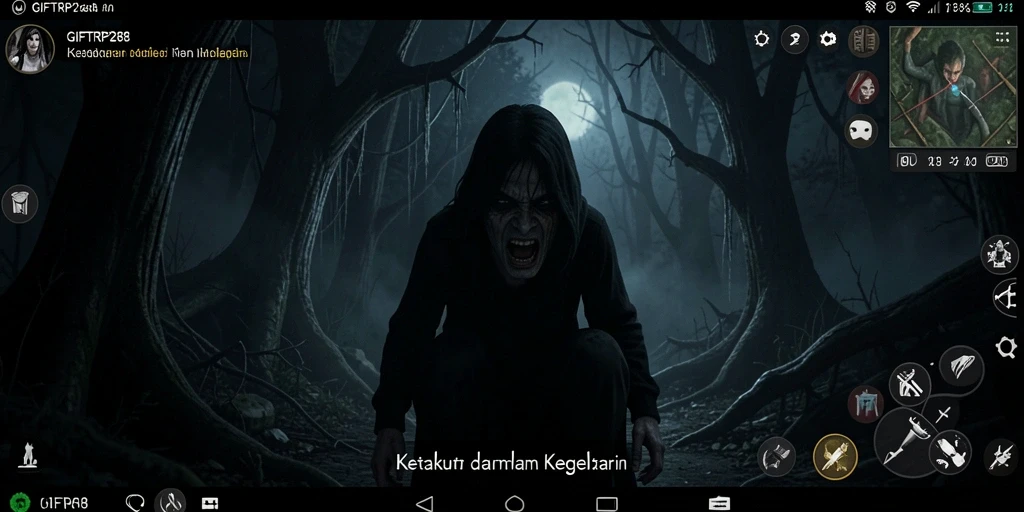 Screenshot gameplay <strong>GIFTRP288</strong> menampilkan suasana Horror yang mencekam.