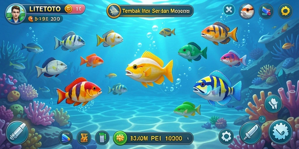 Tampilan menarik dari gameplay LITETOTO saat menangkap ikan.