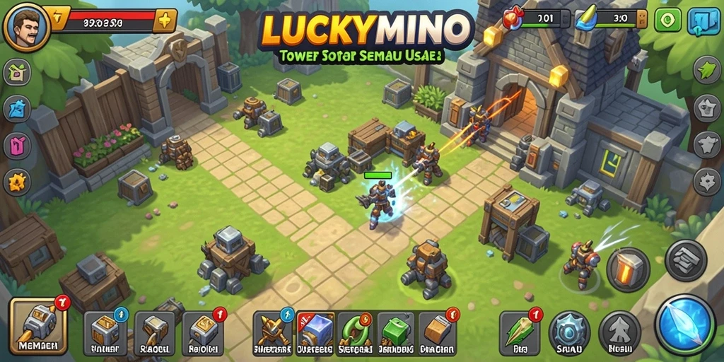Gameplay seru LUCKYMINO dalam Tower Defense yang menantang.
