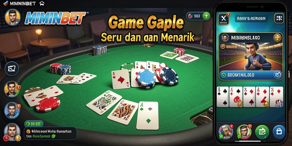 Screenshot gameplay Gaple di MIMINBET menunjukkan suasana yang menyenangkan.