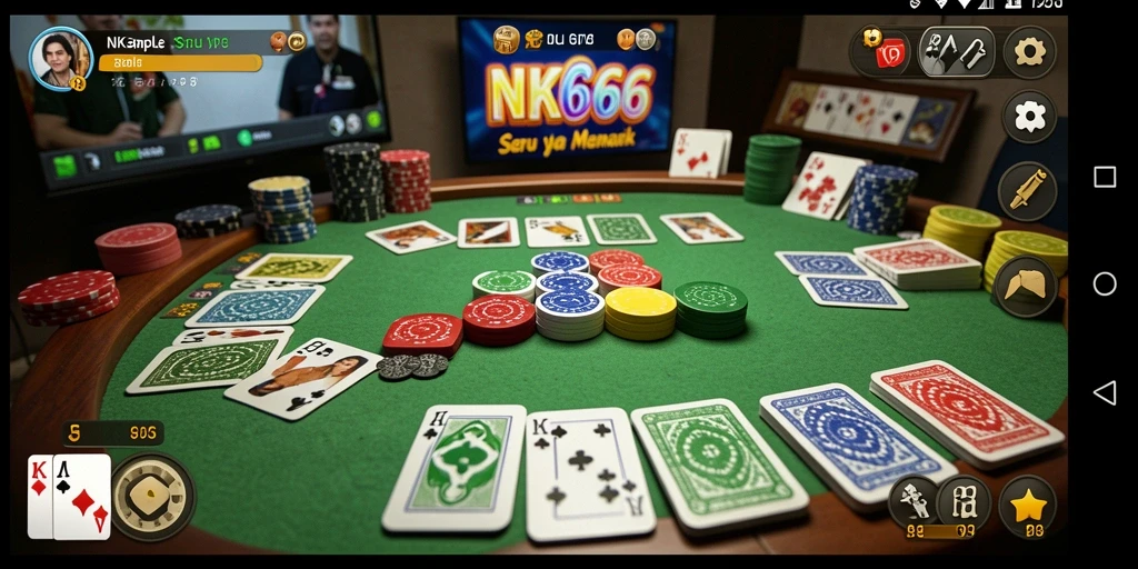 Screenshot utama NK666 menampilkan gameplay Gaple yang seru dan interaktif.