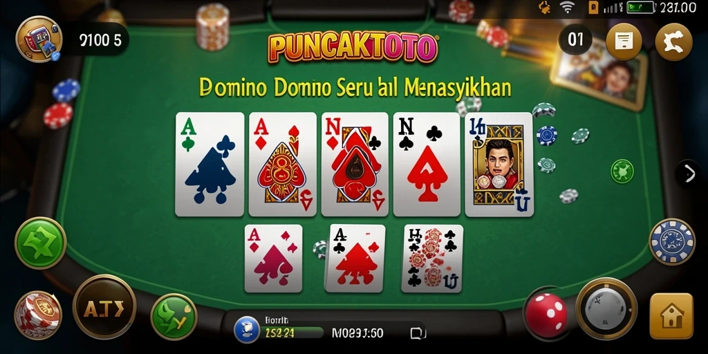 Tampilan menarik dari gameplay Domino PUNCAKTOTO.