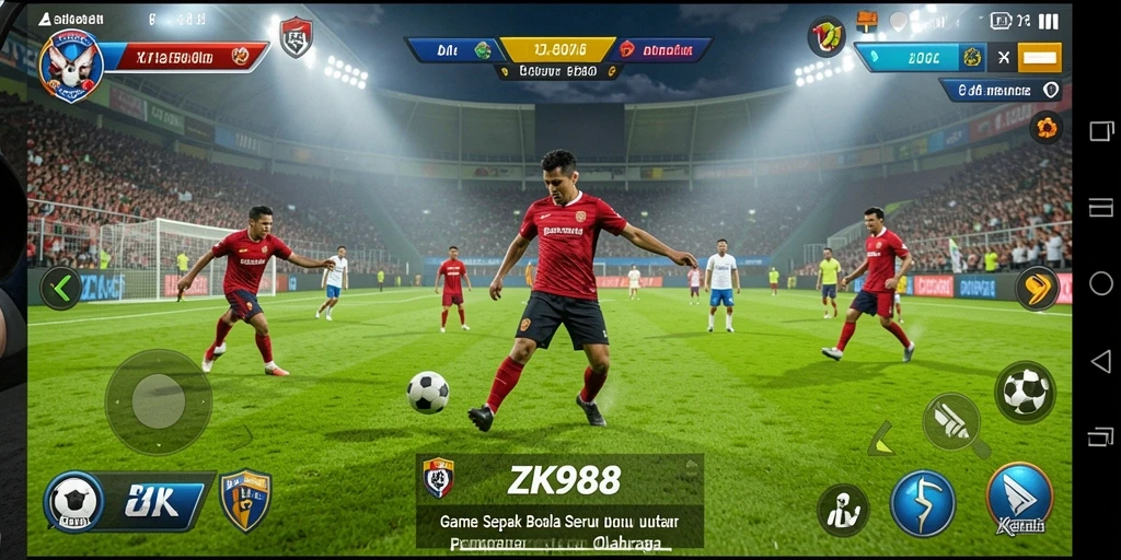 Tampilan gameplay ZK988 yang mendebarkan dengan aksi sepak bola yang intens.